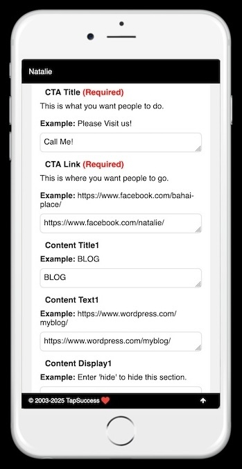 Egy bio adminisztrációs oldalának képernyőképe. Csak töltsd ki az űrlapot, és kattints a 